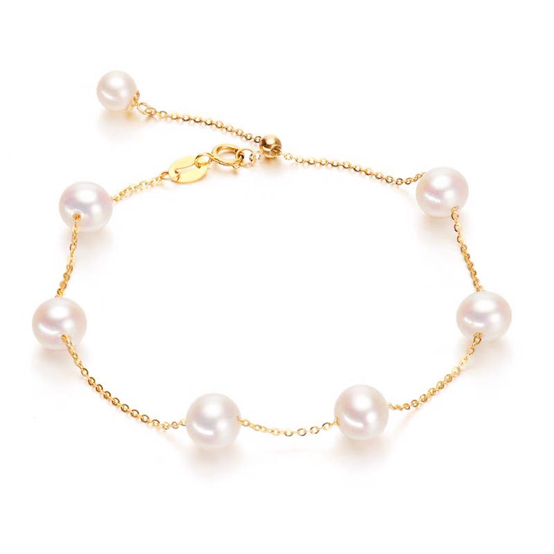 18k Gold Bead pearl Bracelet