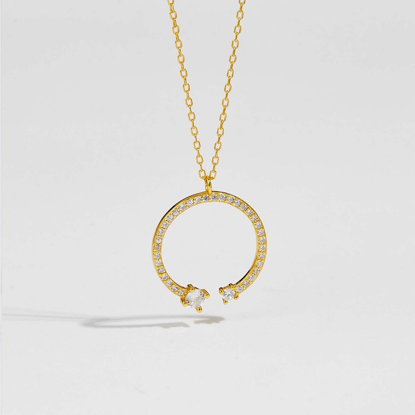 S925 silver, 18K Gold Plated Circle Pendant