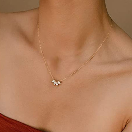 Lotus Flower Petal Pendant Necklace Fashion Jewelry Minimalist