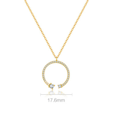 S925 silver, 18K Gold Plated Circle Pendant