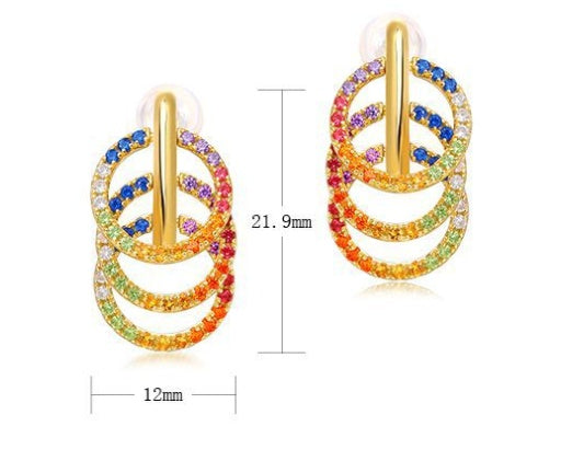 Multi-layer Circle Rainbow Earrings