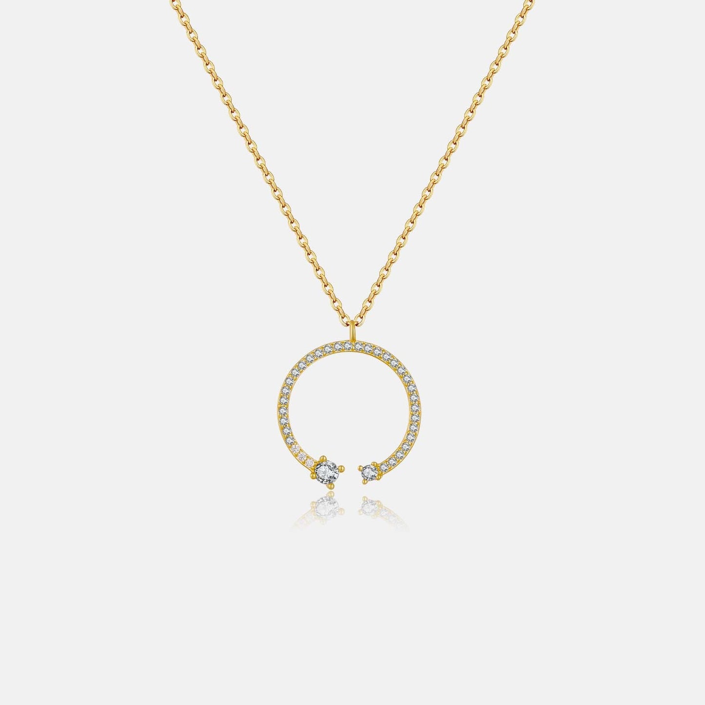 S925 silver, 18K Gold Plated Circle Pendant