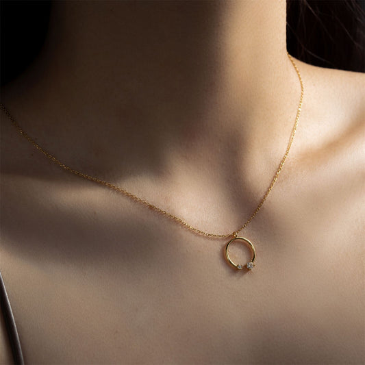 S925 silver, 18K Gold Plated Circle Pendant