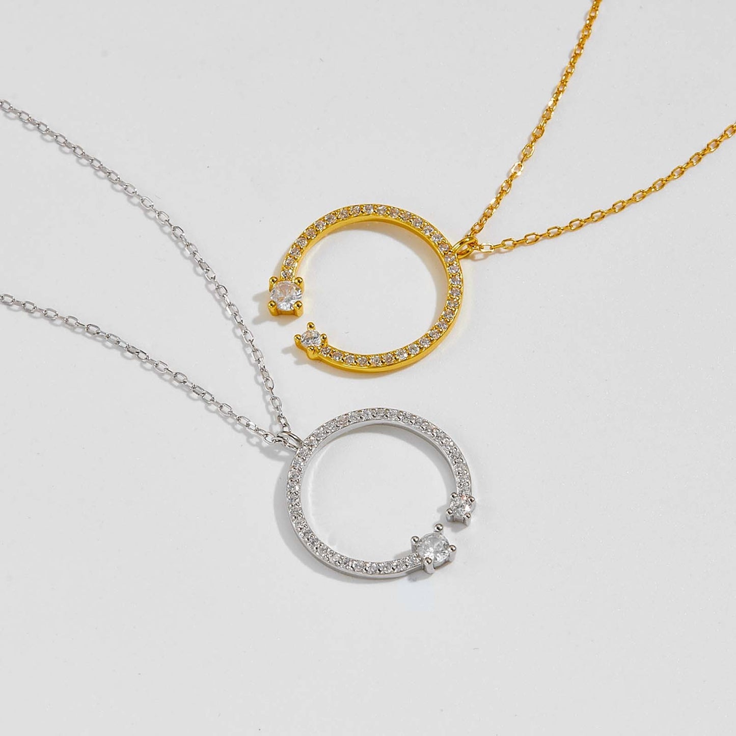 S925 silver, 18K Gold Plated Circle Pendant