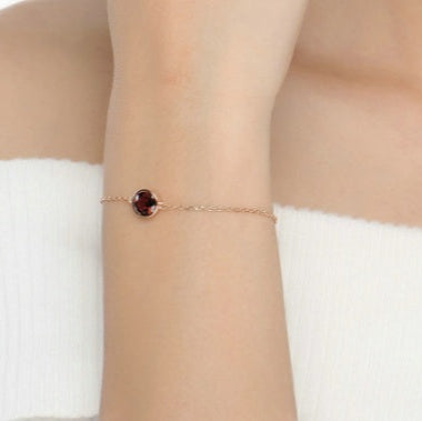 Sterling Silver Natural Garnet Rose Gold Bracelet